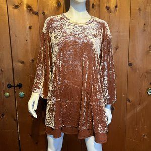We Are HAH Phaht City Mini Dress In Rose Gold Crushed Velvet Size S